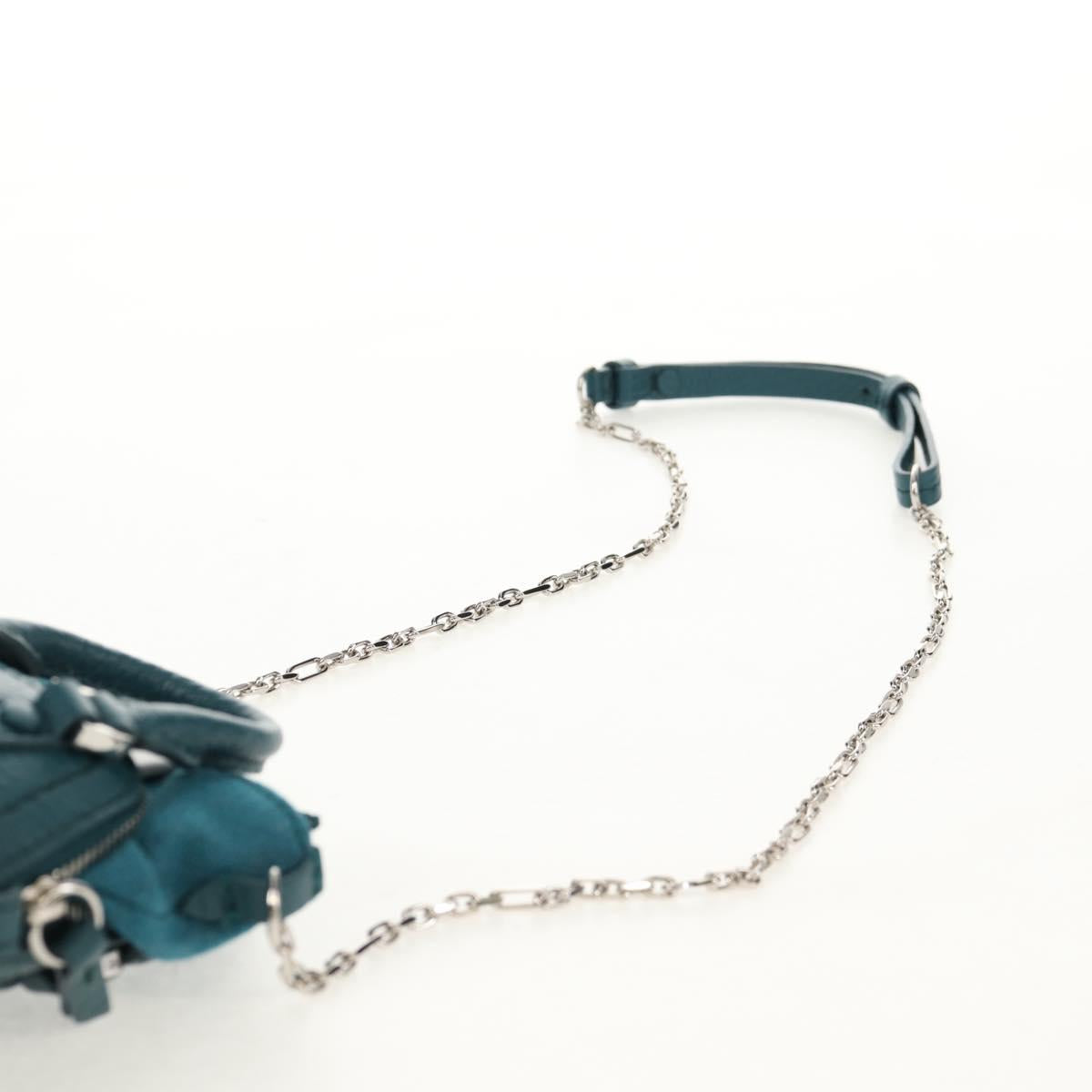 Maison Margiela Mini Hand Bag Leather 2way Blue Silver Auth 128504M