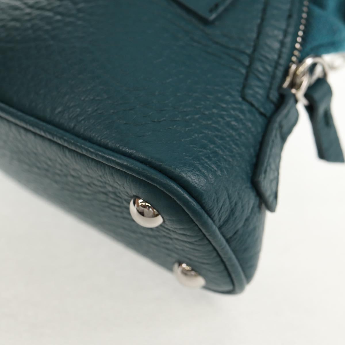 Maison Margiela Mini Hand Bag Leather 2way Blue Silver Auth 128504M