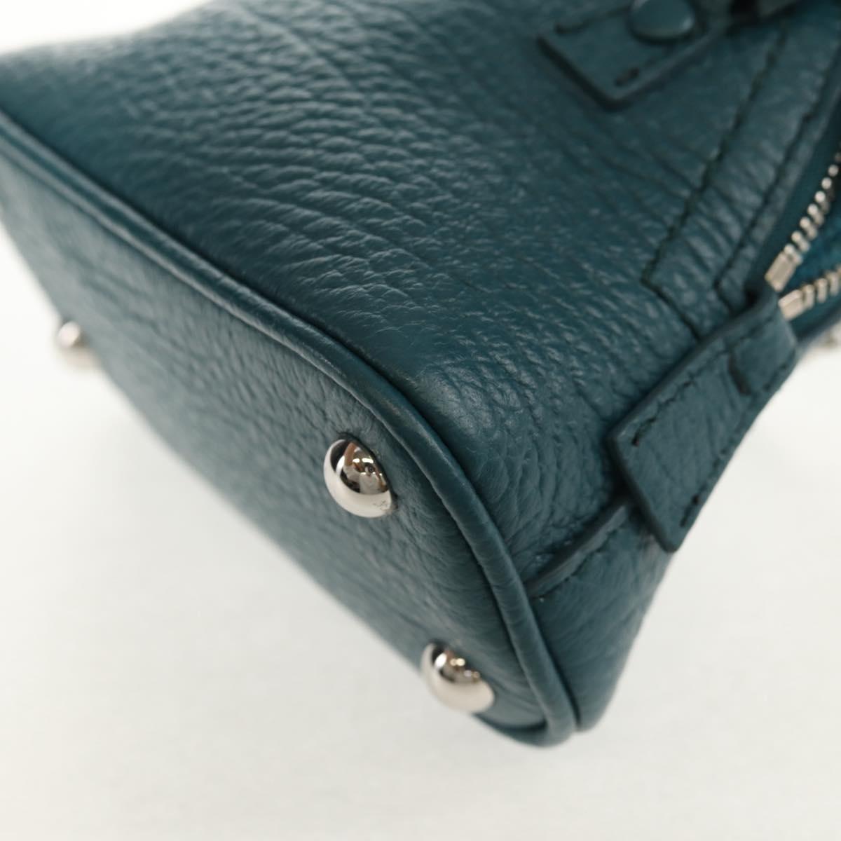 Maison Margiela Mini Hand Bag Leather 2way Blue Silver Auth 128504M