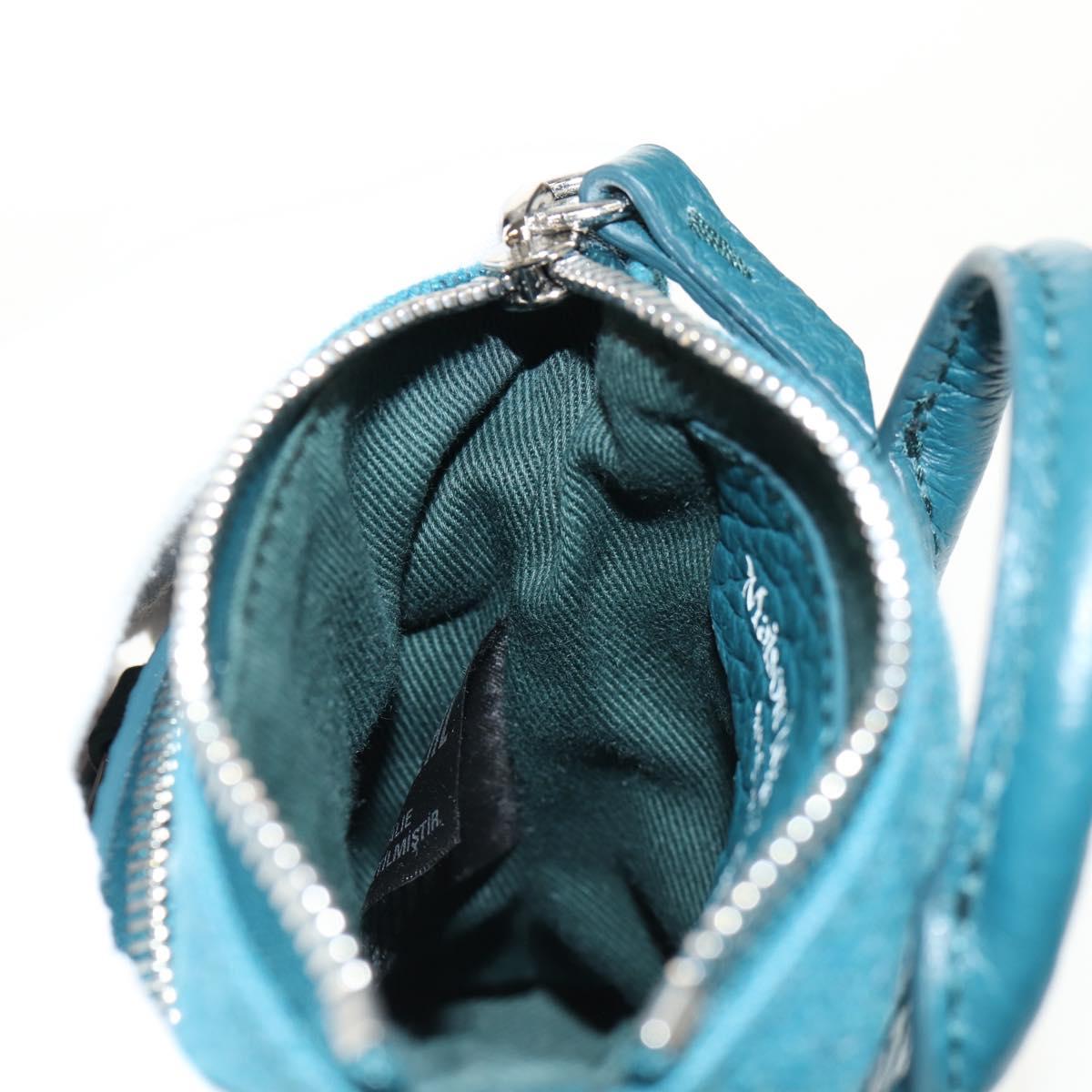 Maison Margiela Mini Hand Bag Leather 2way Blue Silver Auth 128504M