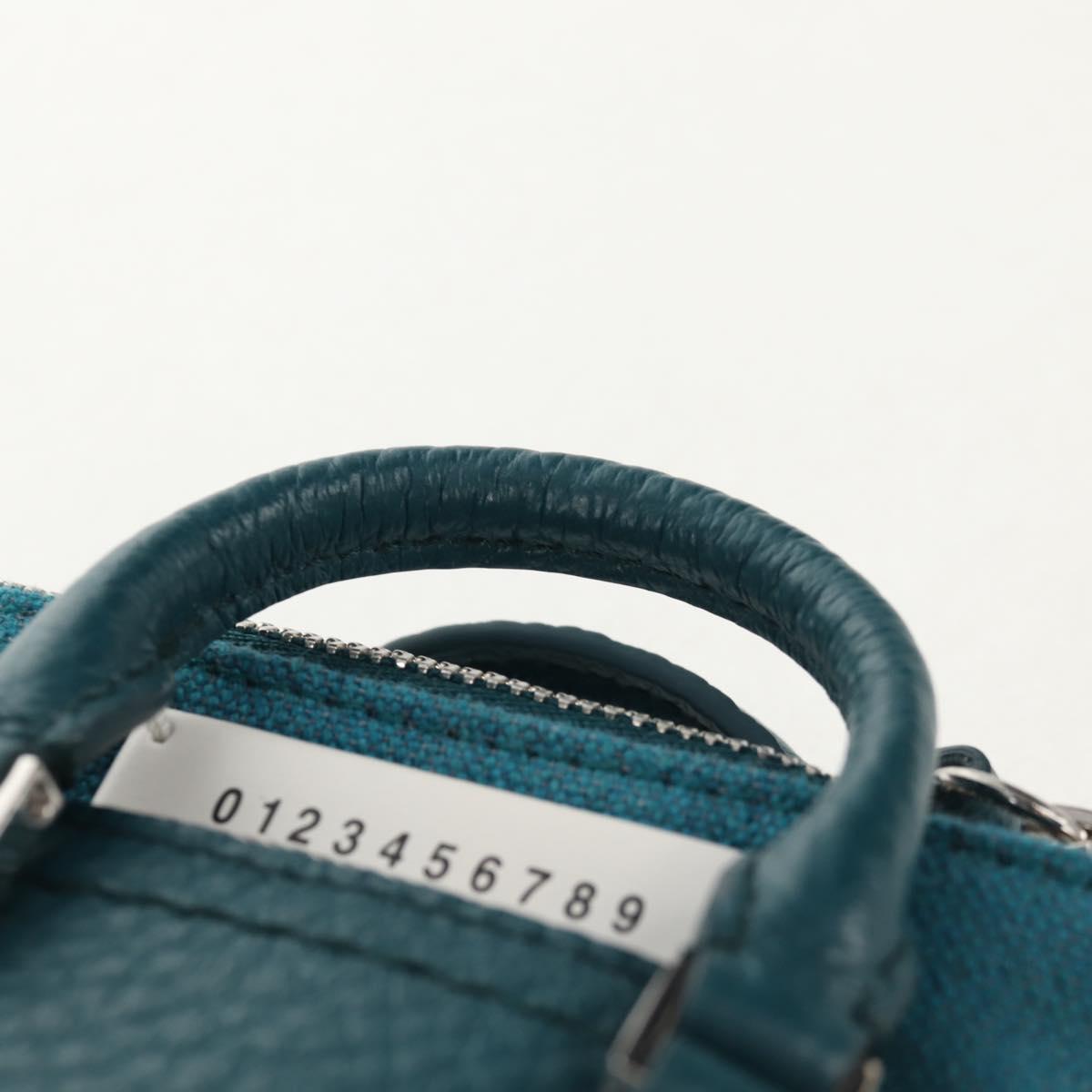 Maison Margiela Mini Hand Bag Leather 2way Blue Silver Auth 128504M