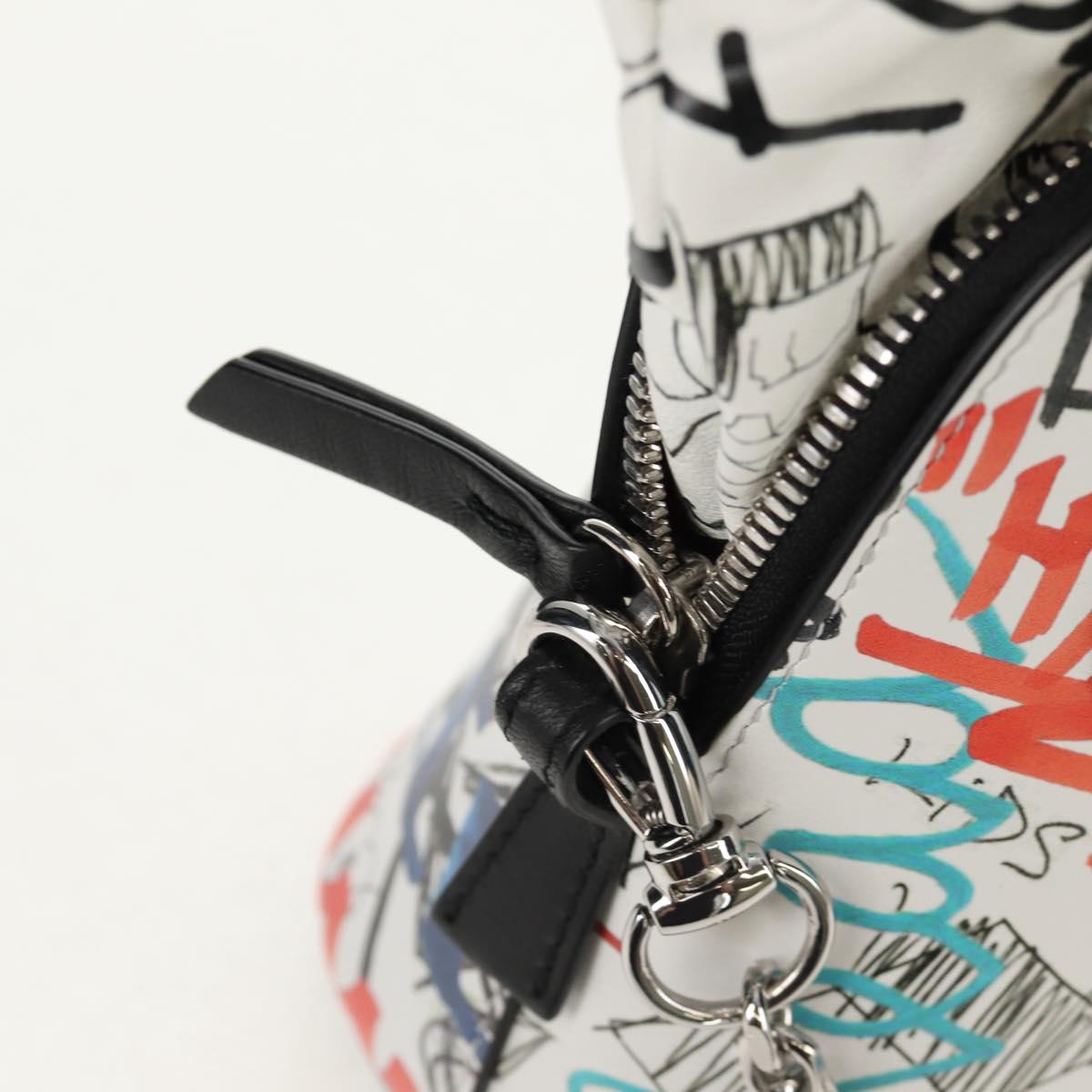 Maison Margiela Chain Hand Bag Leather 2way White Black Silver Auth 128505M