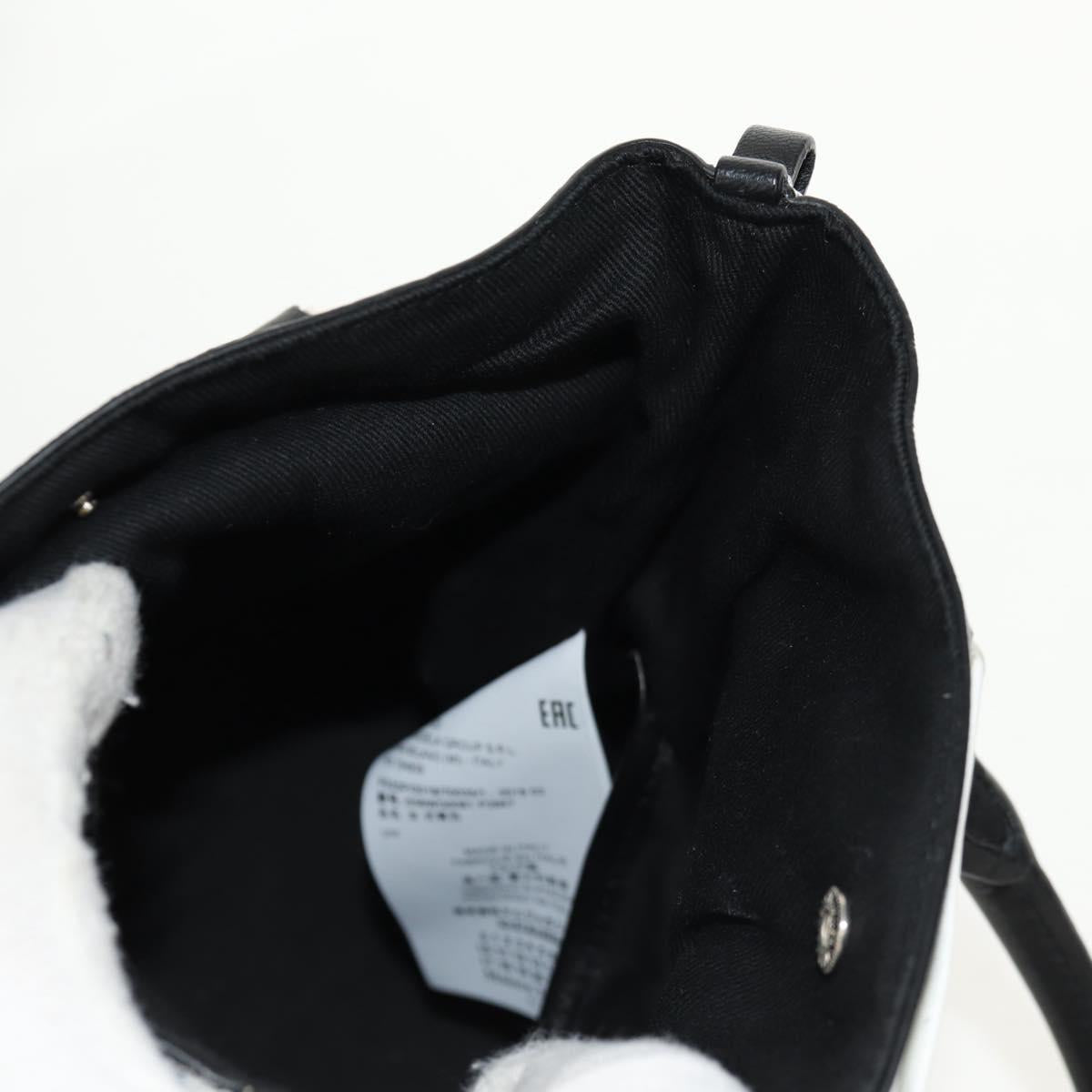 Maison Margiela Chain Hand Bag Leather 2way White Black Silver Auth 128505M