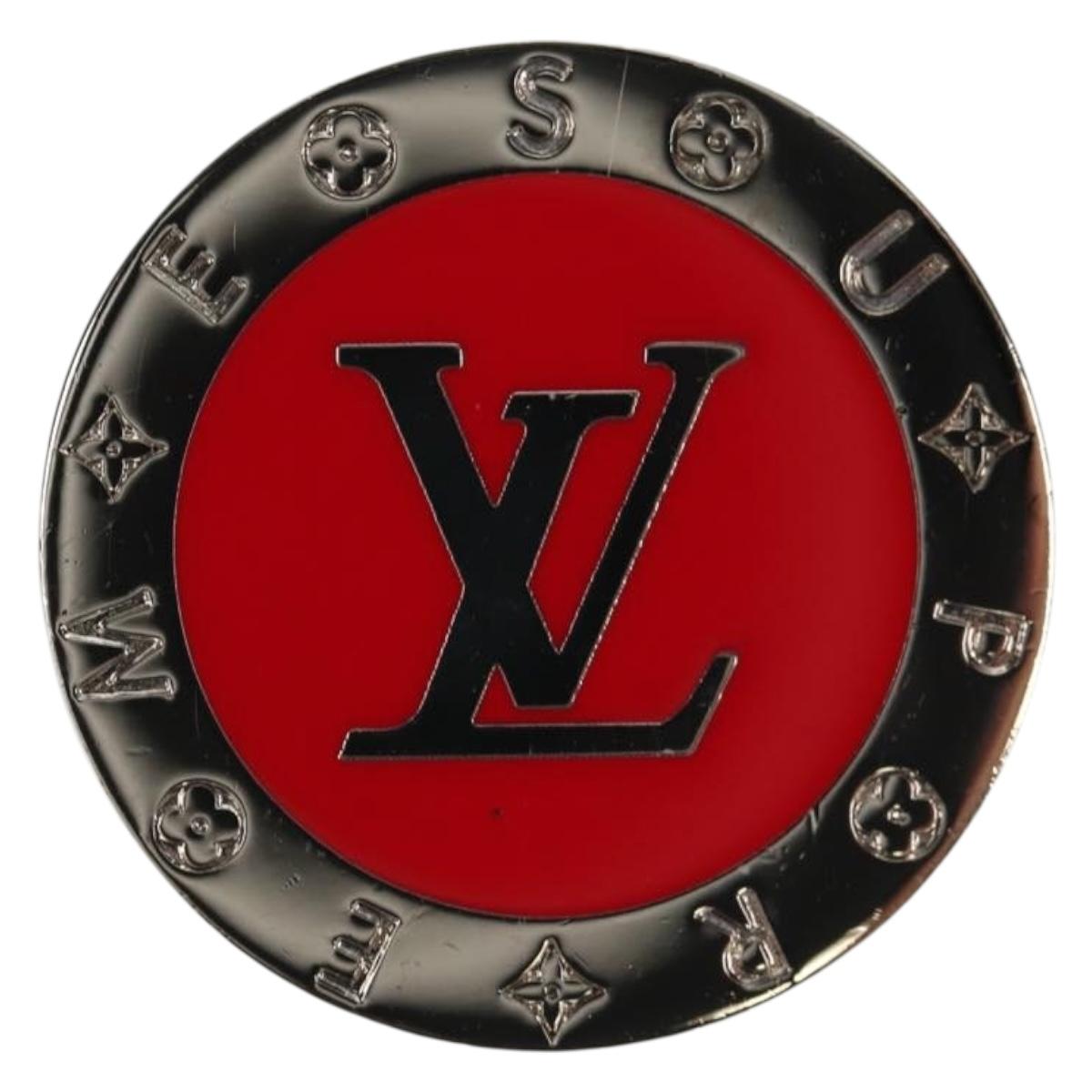 LOUIS VUITTON Monogram LVxSupreme Brooch Pin 2 Set Red LV Auth 128511M