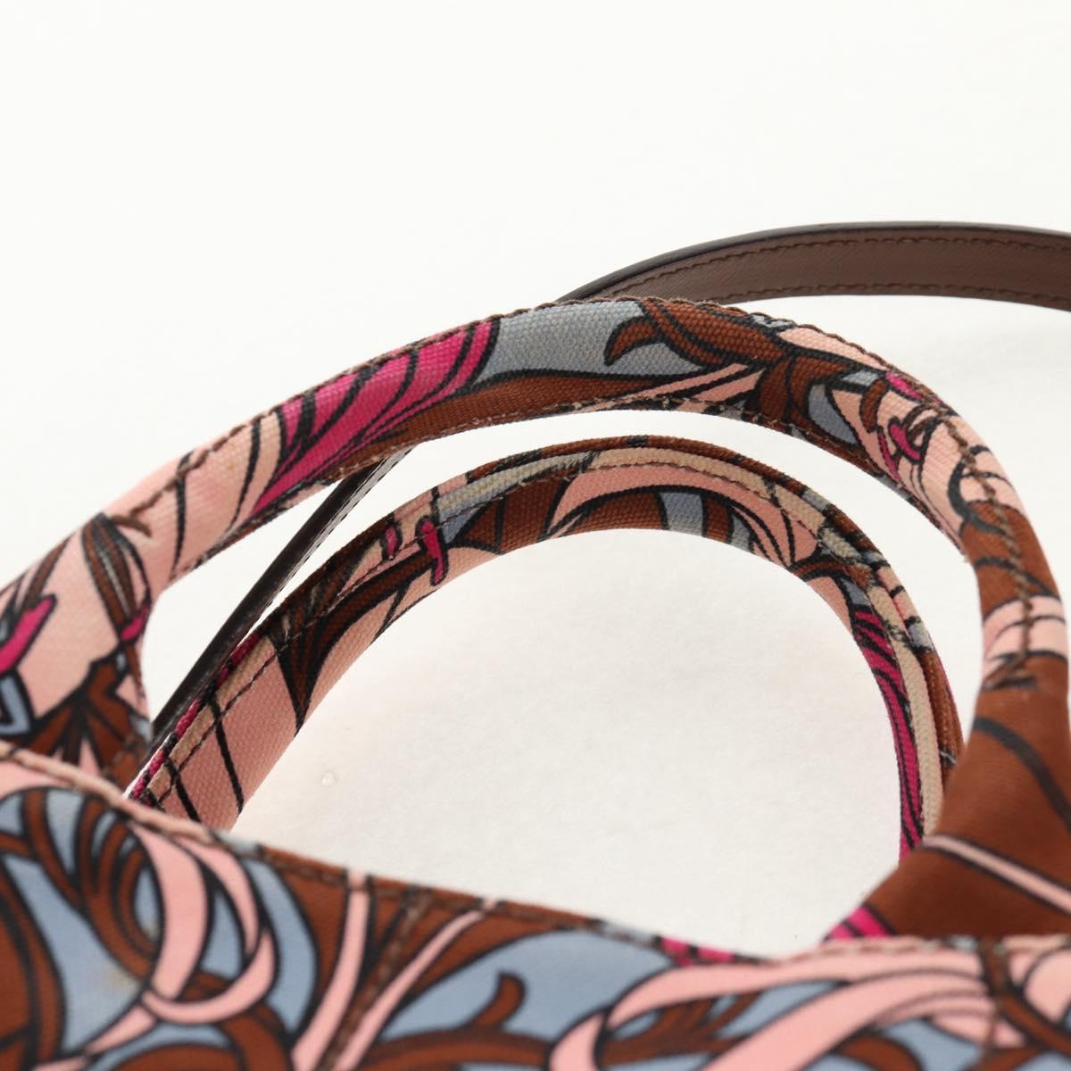 PRADA Flower Canapa PM Hand Bag Canvas 2way Purple Gold Auth 128519M