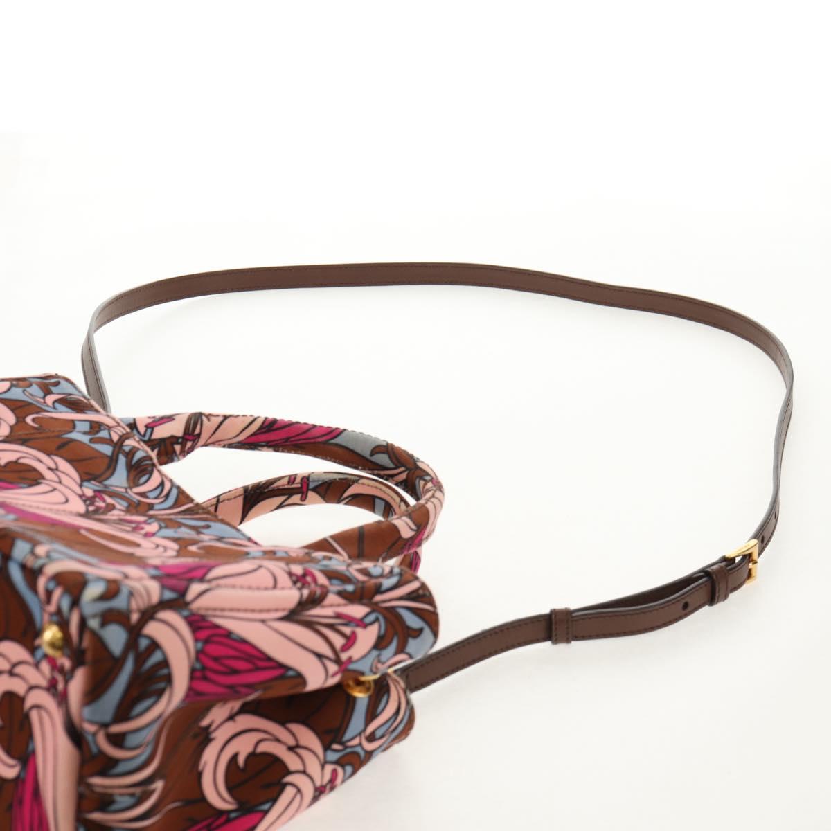 PRADA Flower Canapa PM Hand Bag Canvas 2way Purple Gold Auth 128519M