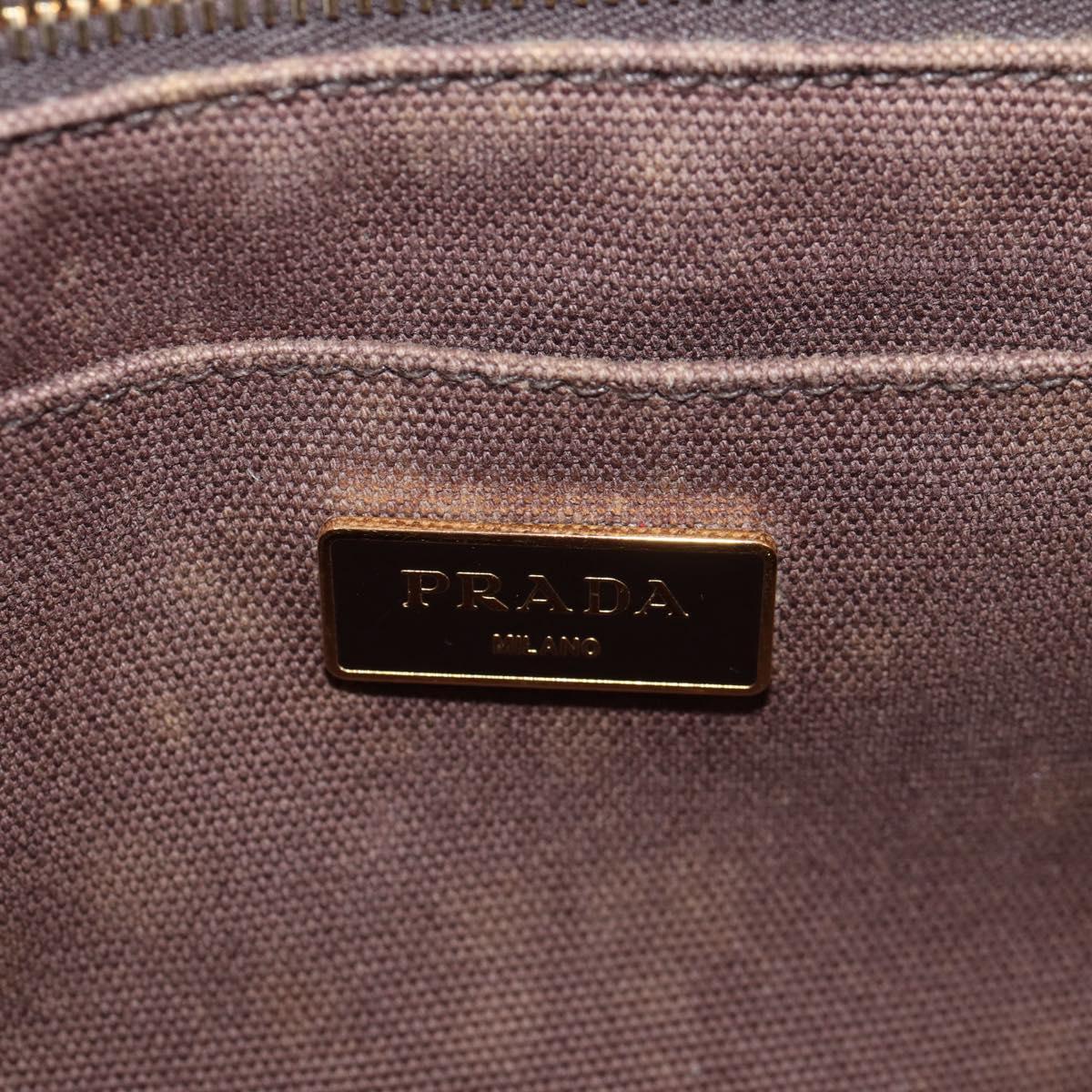 PRADA Flower Canapa PM Hand Bag Canvas 2way Purple Gold Auth 128519M