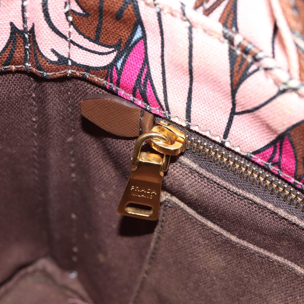 PRADA Flower Canapa PM Hand Bag Canvas 2way Purple Gold Auth 128519M