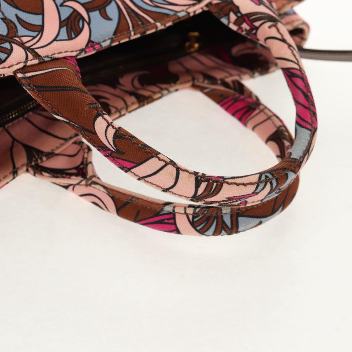 PRADA Flower Canapa PM Hand Bag Canvas 2way Purple Gold Auth 128519M