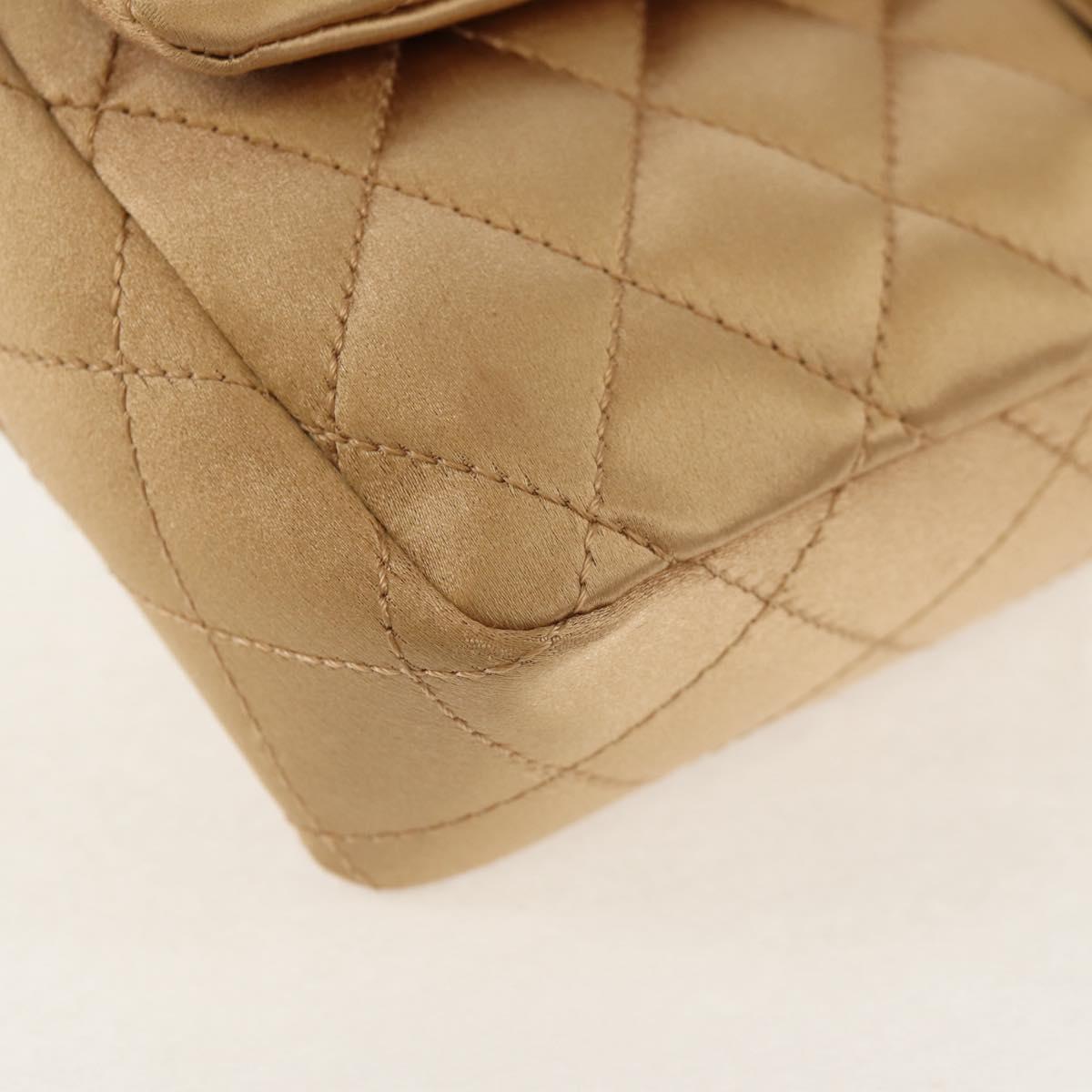 CHANEL Chain Matelasse Shoulder Bag Satin Gold CC Auth 128521M