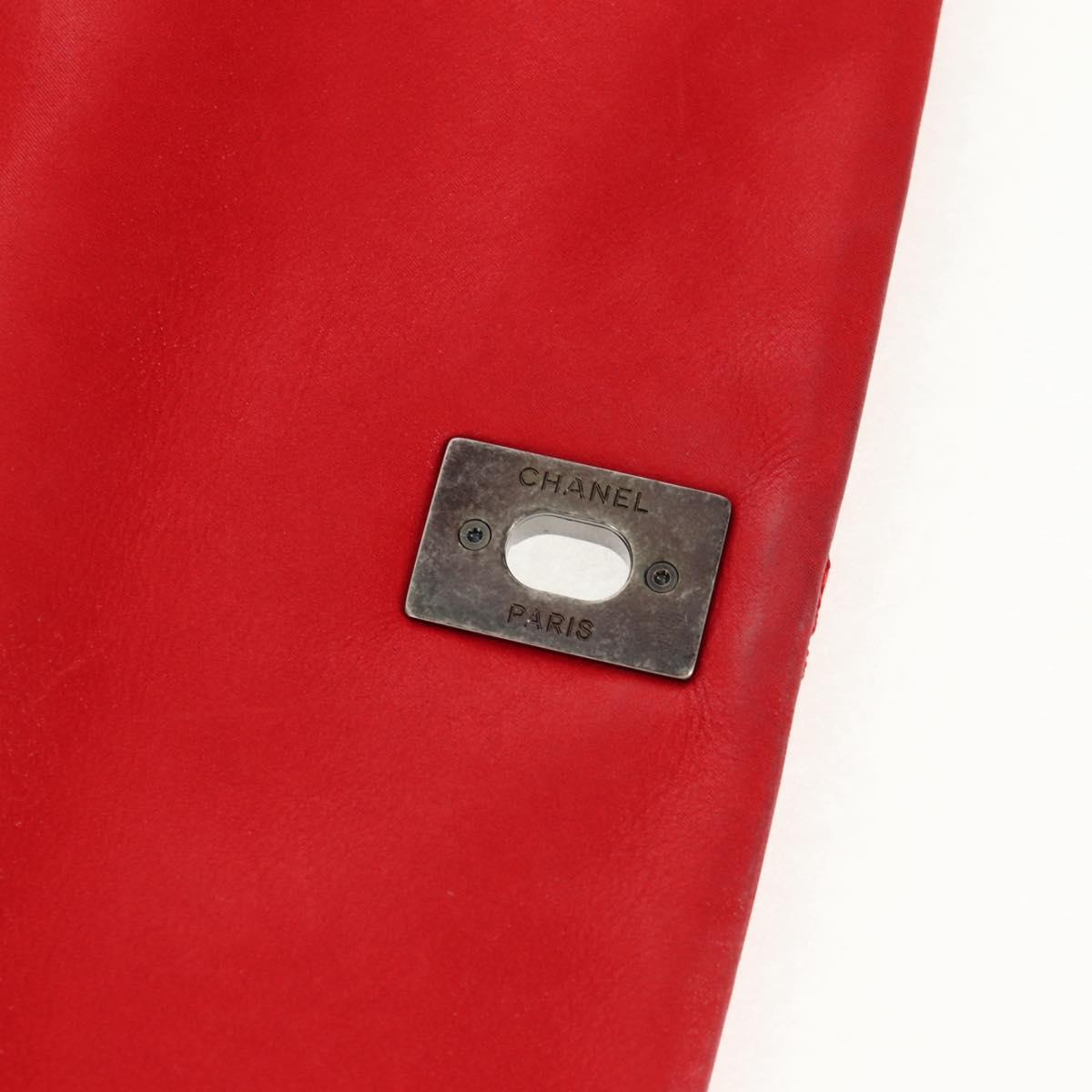 CHANEL Wild Stitch Chain Shoulder Bag Leather Red CC Auth 128522M