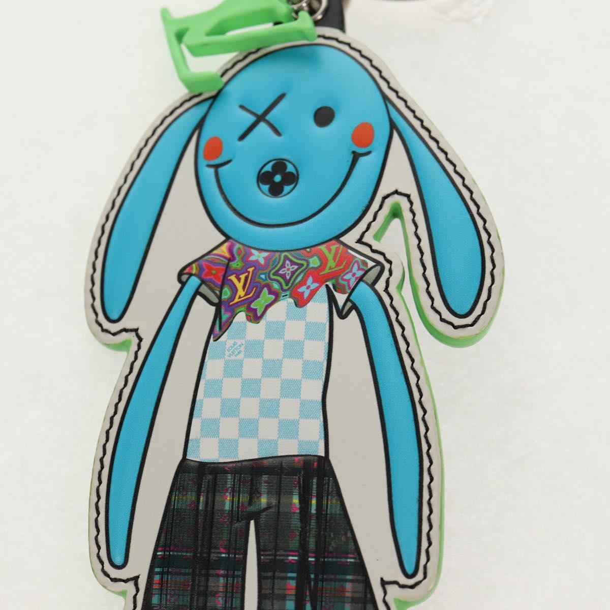 LOUIS VUITTON Porte Cles LV Rabbit Key Ring Leather Blue MP2917 LV Auth 128528M