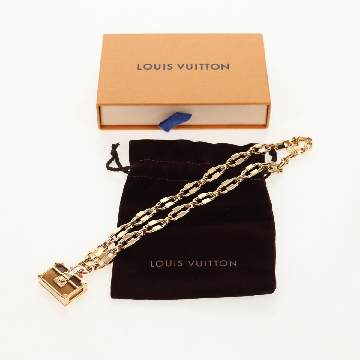 LOUIS VUITTON Petite Malle Necklace Bag Motif metal Gold M62814 LV Auth 128529M