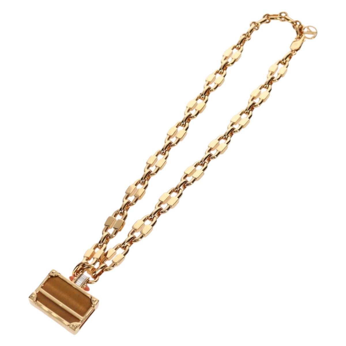 LOUIS VUITTON Petite Malle Necklace Bag Motif metal Gold M62814 LV Auth 128529M