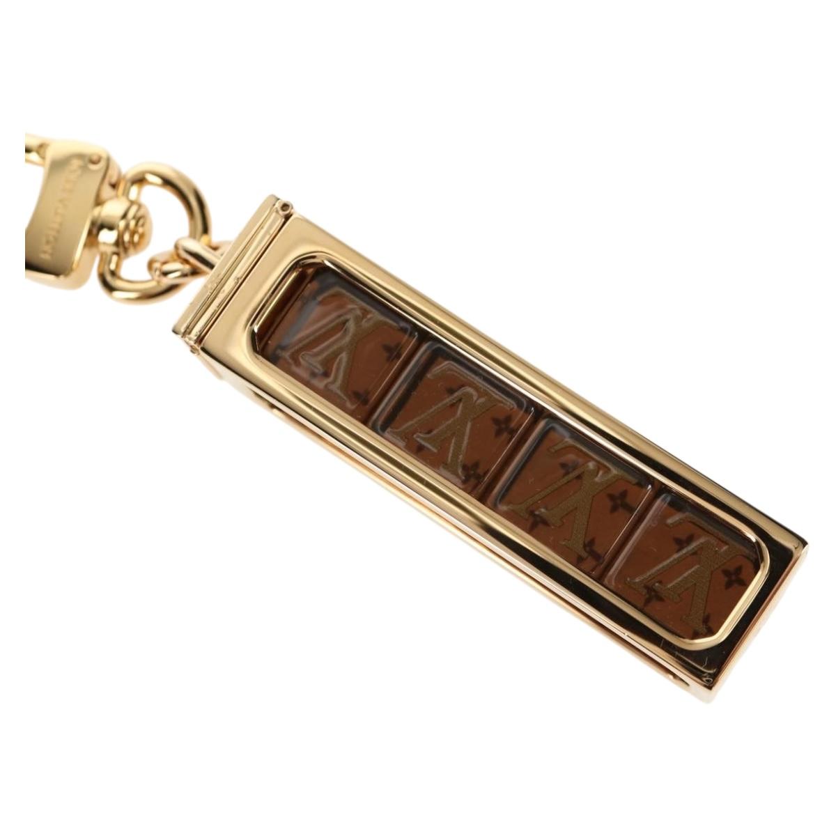 LOUIS VUITTON Key Holder Dice Bag Charm metal Brown MP2072 LV Auth 128540SM