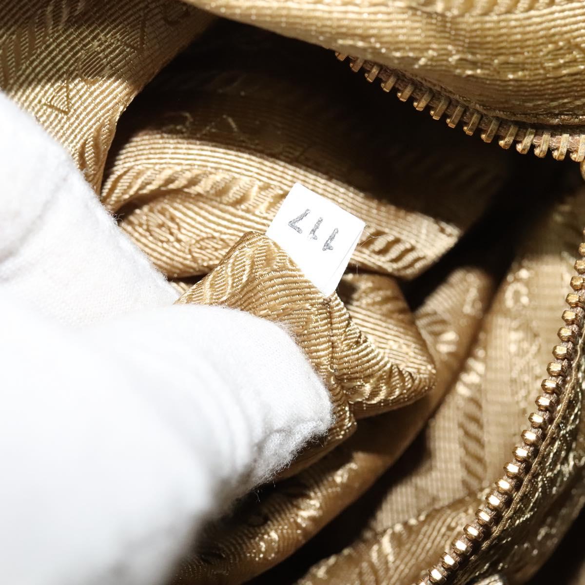 PRADA Shoulder Bag Nylon Green Gold Auth 128559