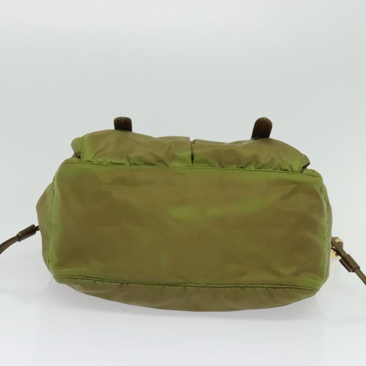 PRADA Shoulder Bag Nylon Green Gold Auth 128559