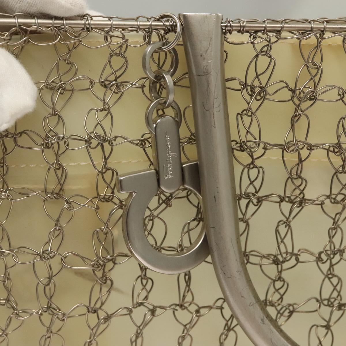 Salvatore Ferragamo Gancini Hand Bag metal 2way Silver Auth 128606
