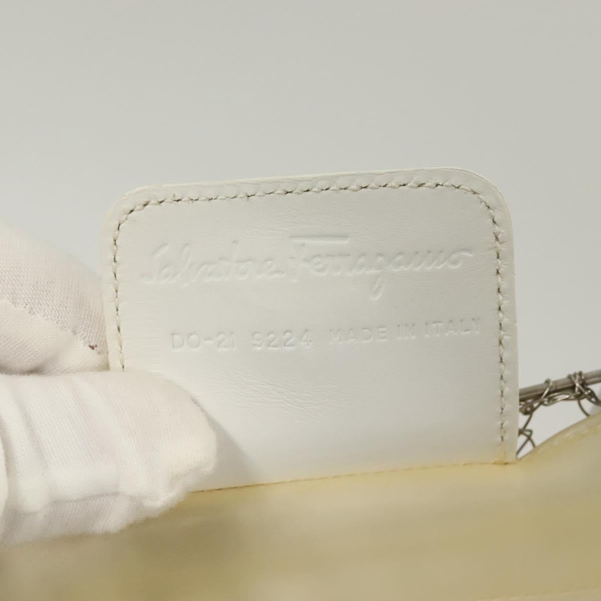 Salvatore Ferragamo Gancini Hand Bag metal 2way Silver Auth 128606