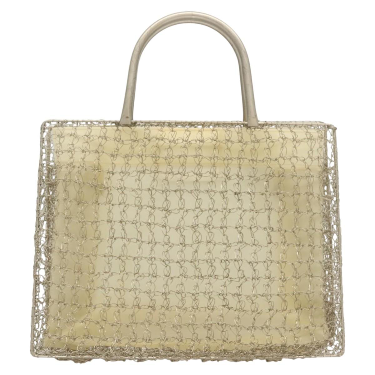 Salvatore Ferragamo Gancini Hand Bag metal 2way Silver Auth 128606