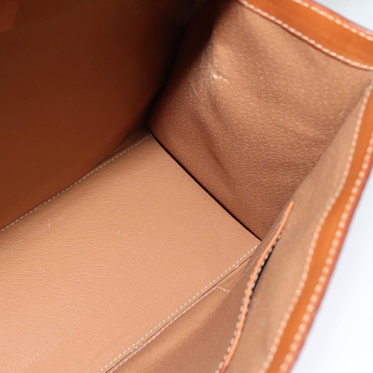 CELINE Macadam Canvas Hand Bag PVC Leather Brown Gold Auth 128609