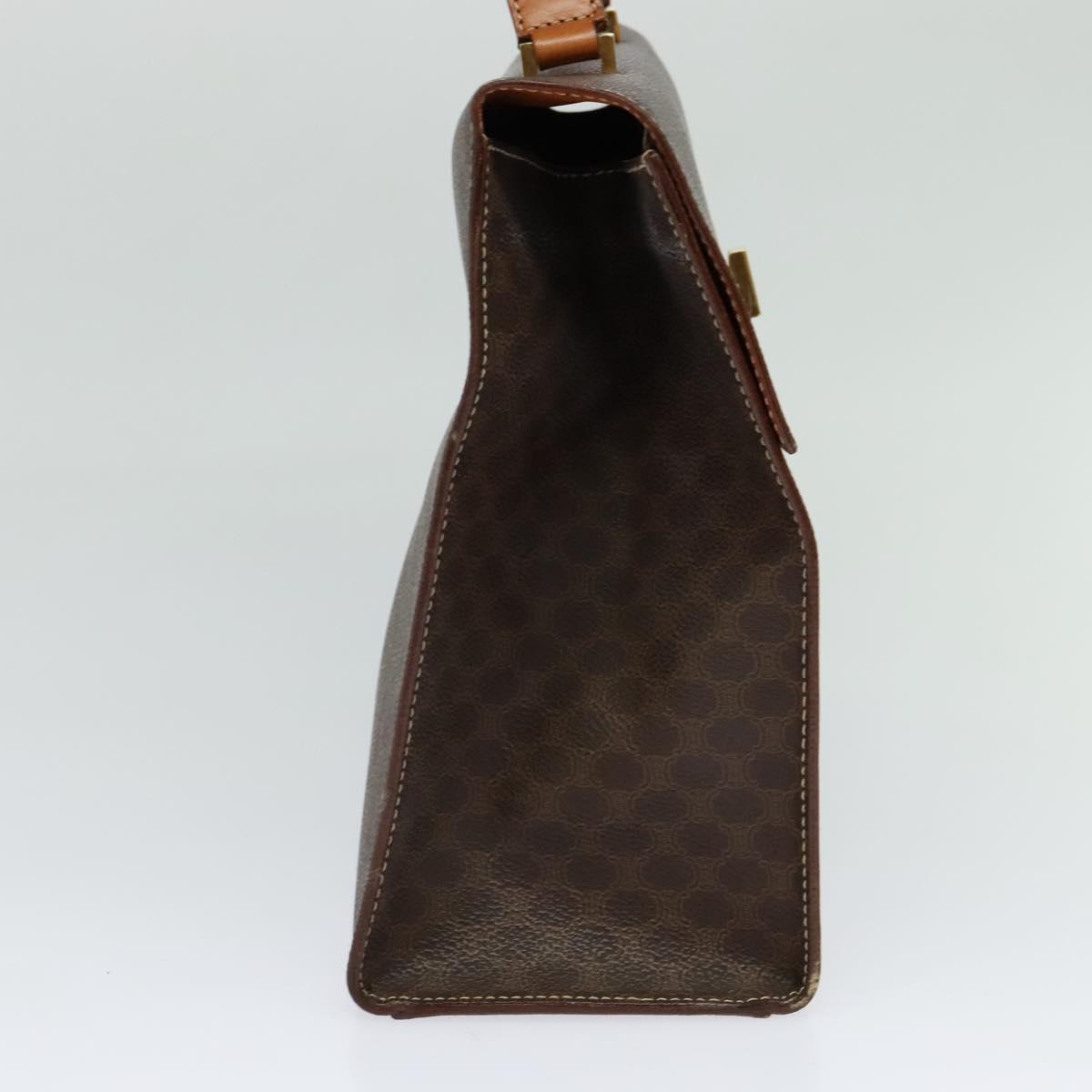 CELINE Macadam Canvas Hand Bag PVC Leather Brown Gold Auth 128609