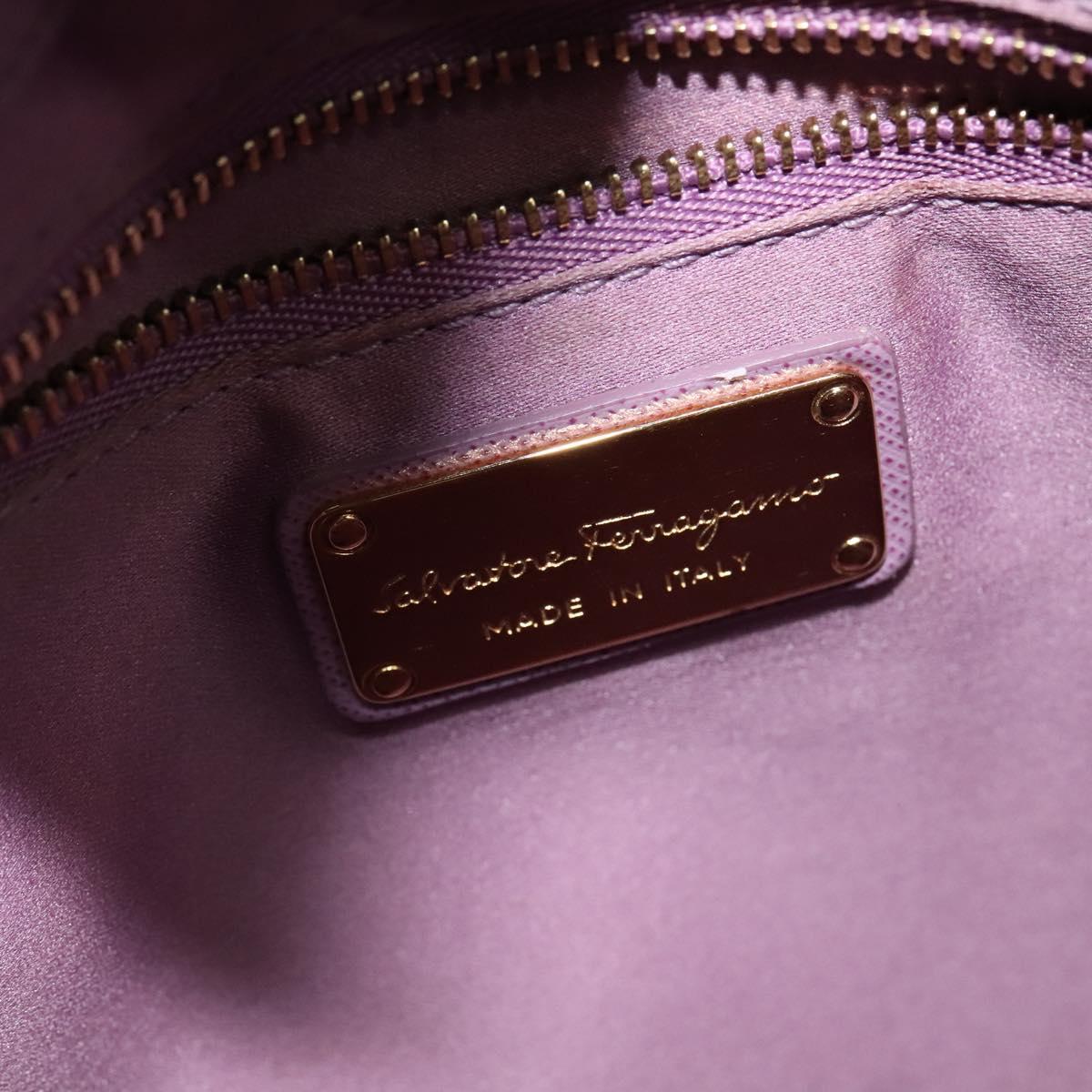 Salvatore Ferragamo Vala Chain Tote Bag Leather Purple Gold Auth 128634