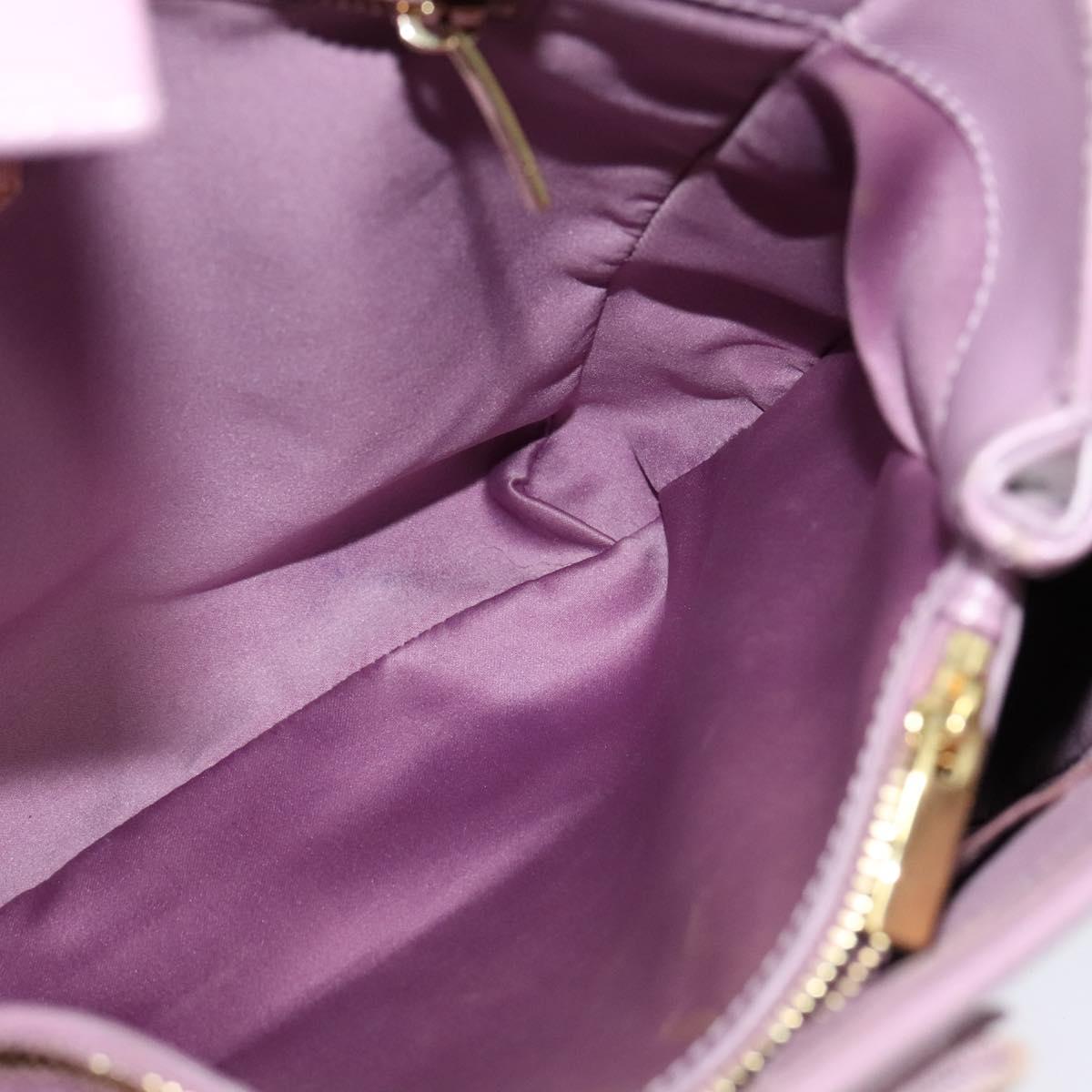 Salvatore Ferragamo Vala Chain Tote Bag Leather Purple Gold Auth 128634