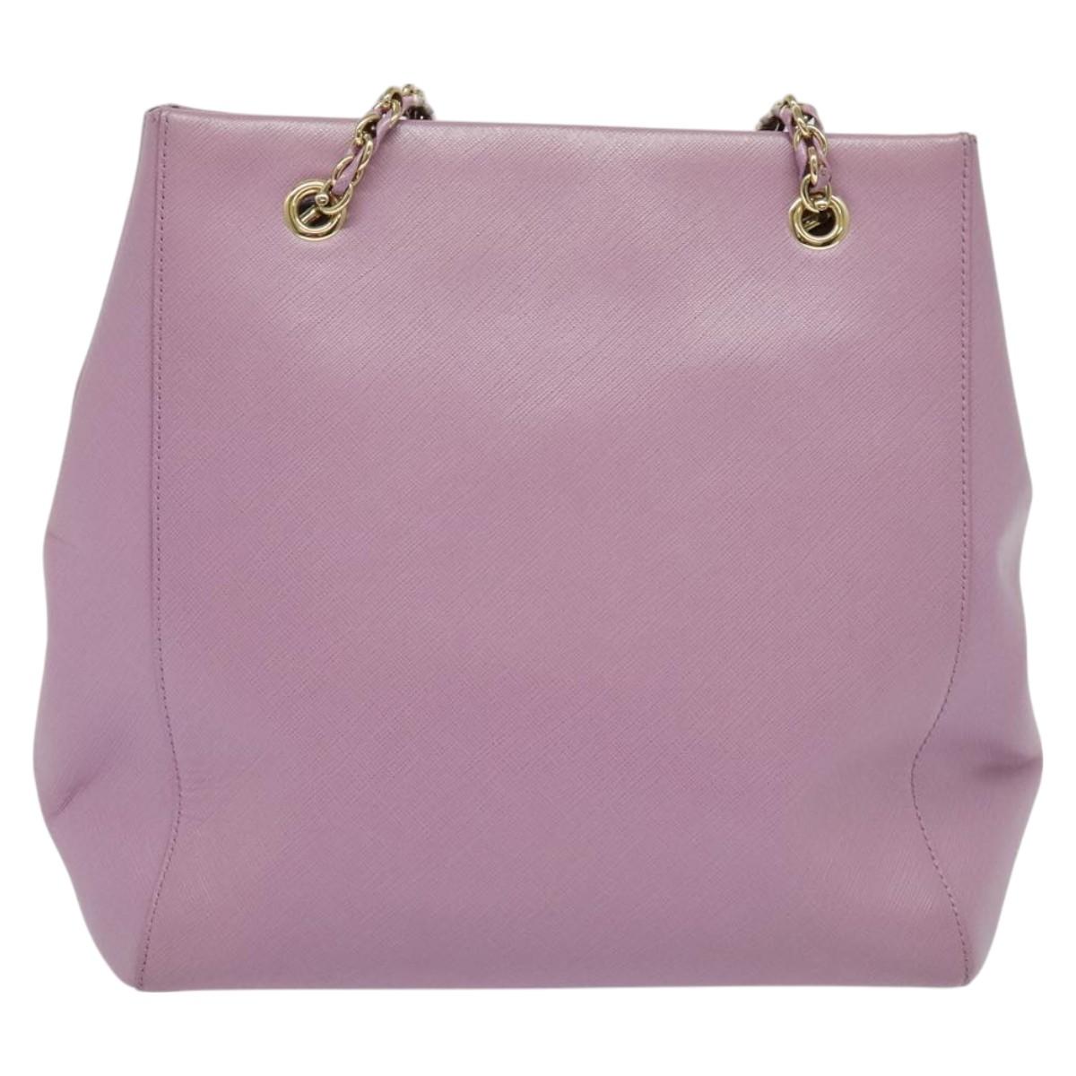 Salvatore Ferragamo Vala Chain Tote Bag Leather Purple Gold Auth 128634