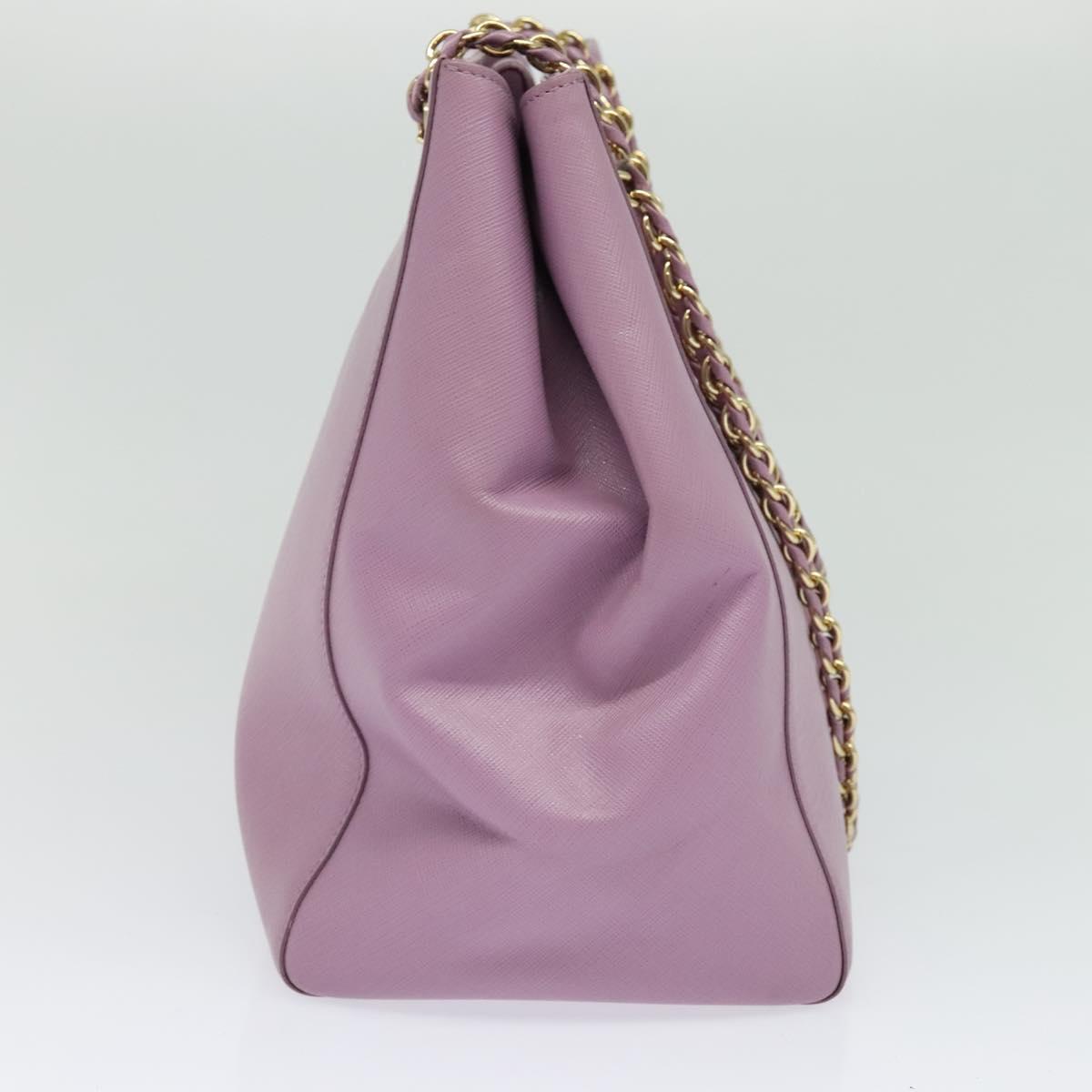 Salvatore Ferragamo Vala Chain Tote Bag Leather Purple Gold Auth 128634