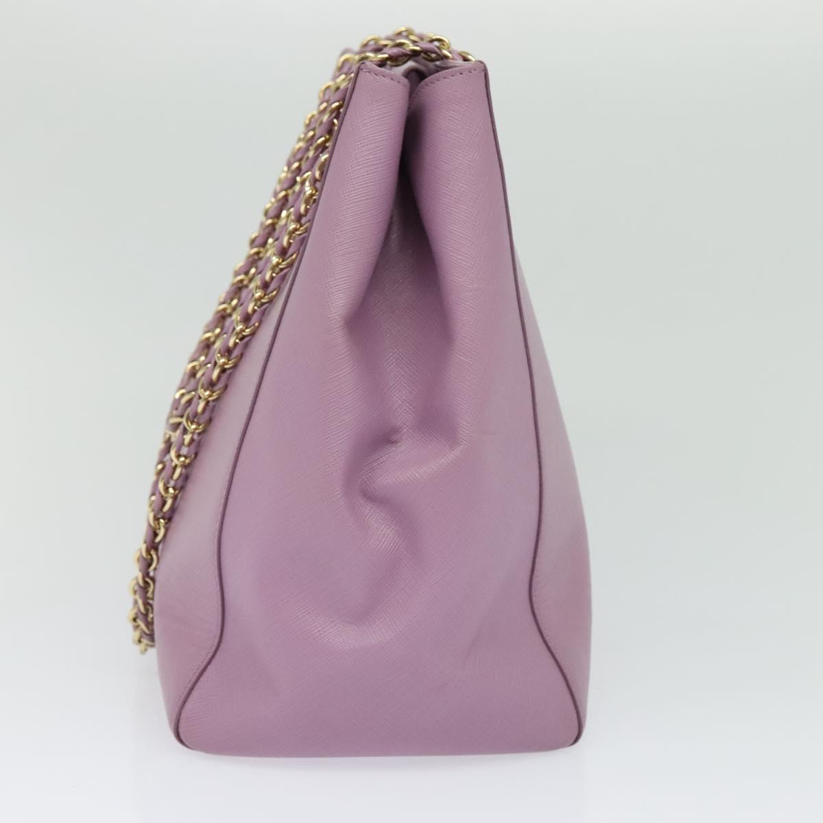 Salvatore Ferragamo Vala Chain Tote Bag Leather Purple Gold Auth 128634