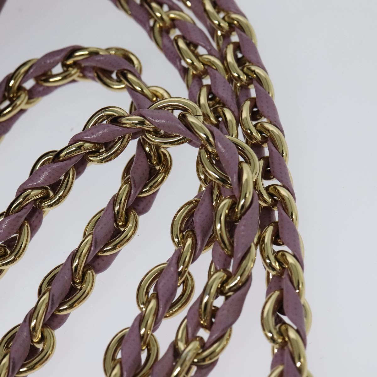 Salvatore Ferragamo Vala Chain Tote Bag Leather Purple Gold Auth 128634