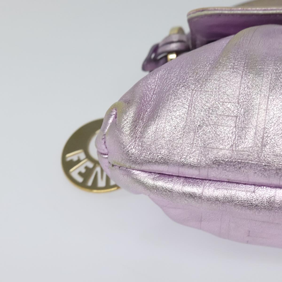 FENDI Zucca Canvas Hand Bag Gold Pink Auth 128635
