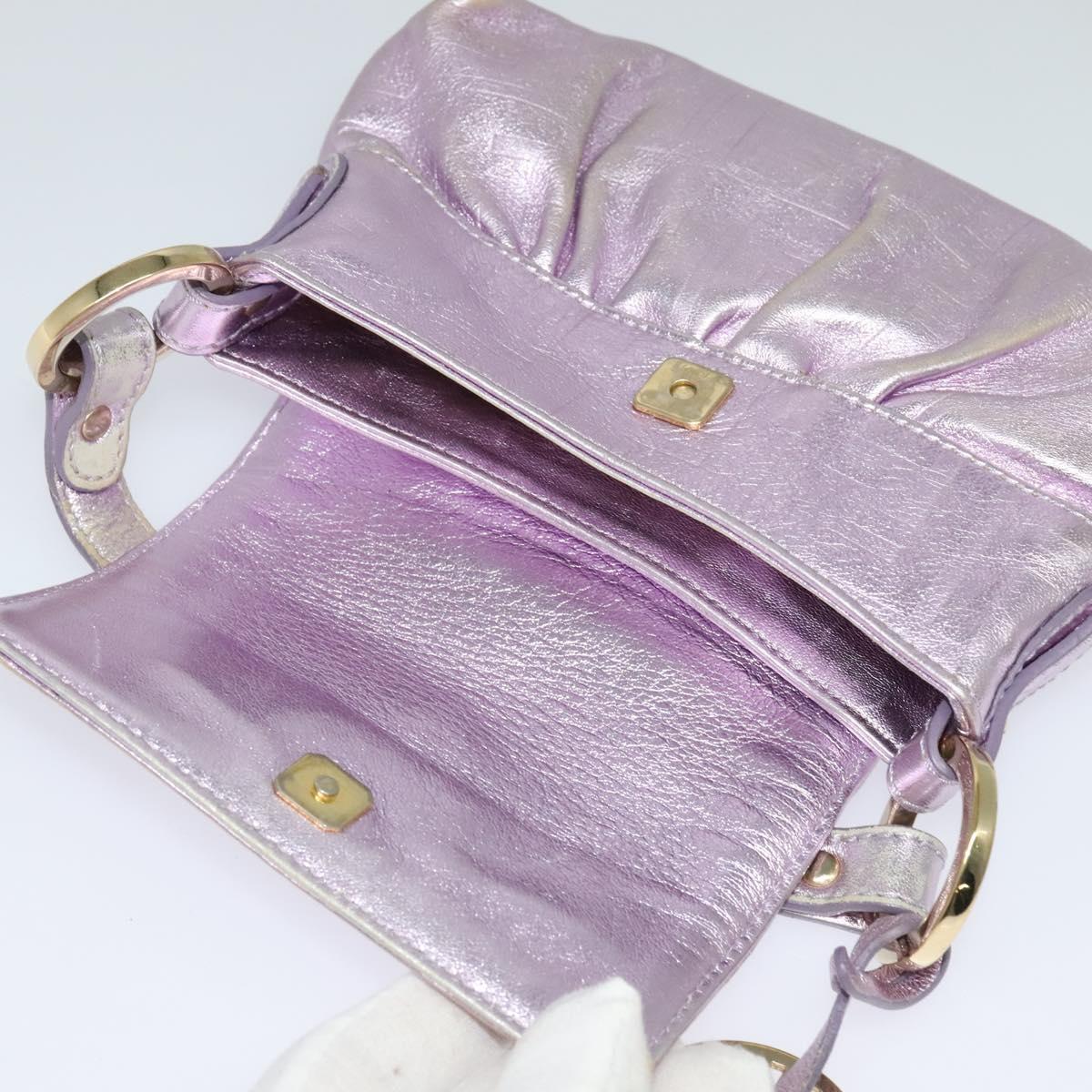 FENDI Zucca Canvas Hand Bag Gold Pink Auth 128635