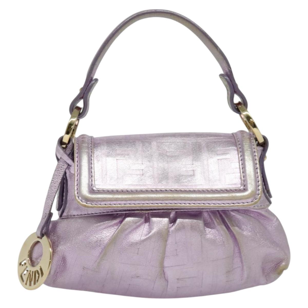 FENDI Zucca Canvas Hand Bag Gold Pink Auth 128635