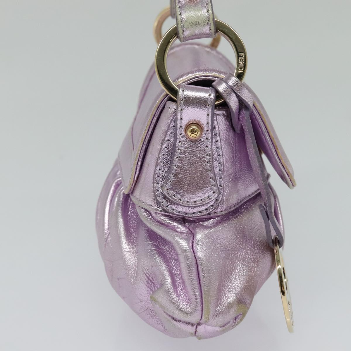 FENDI Zucca Canvas Hand Bag Gold Pink Auth 128635