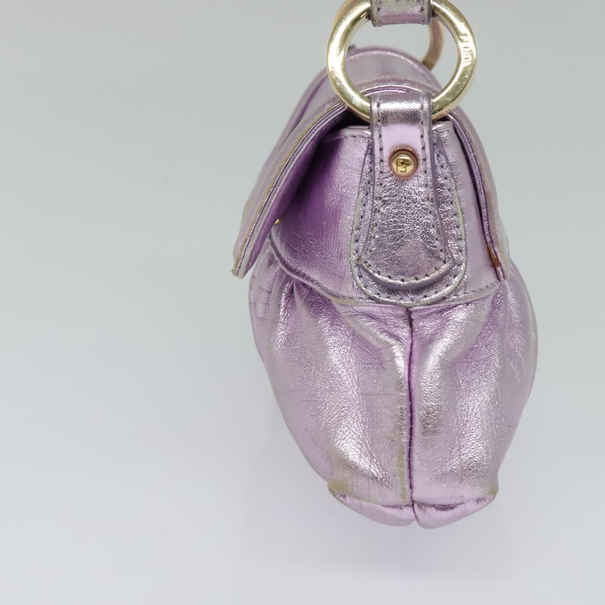 FENDI Zucca Canvas Hand Bag Gold Pink Auth 128635