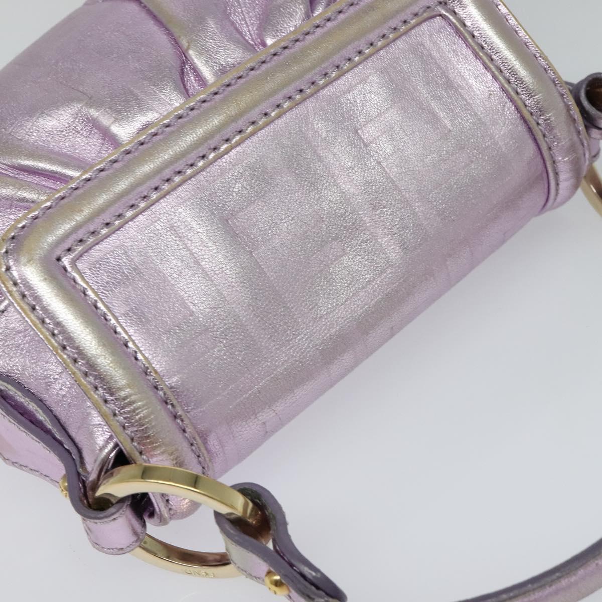 FENDI Zucca Canvas Hand Bag Gold Pink Auth 128635