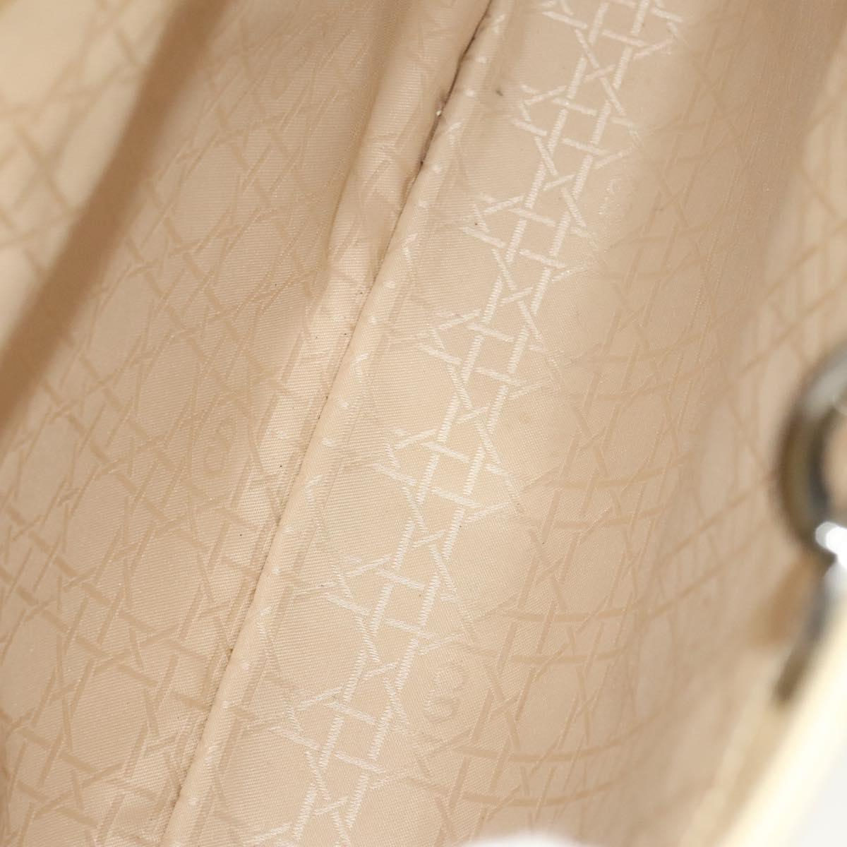 Christian Dior Hand Bag Patent leather 2way Ivory Silver Auth 128638