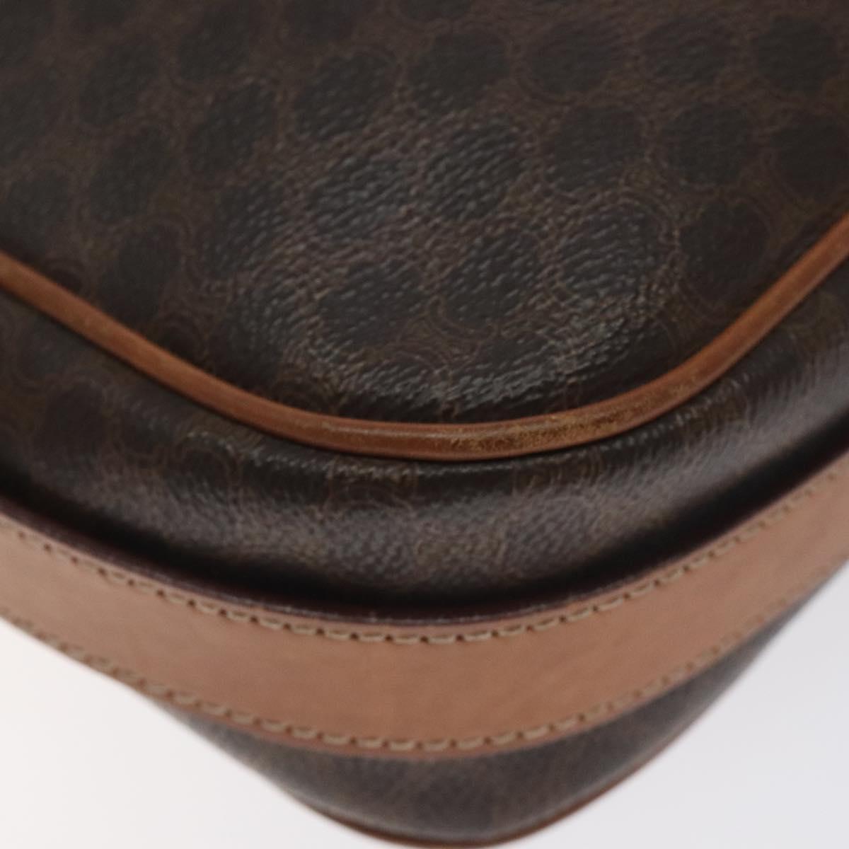 CELINE Macadam Canvas Shoulder Bag PVC Leather Brown Gold Auth 128661