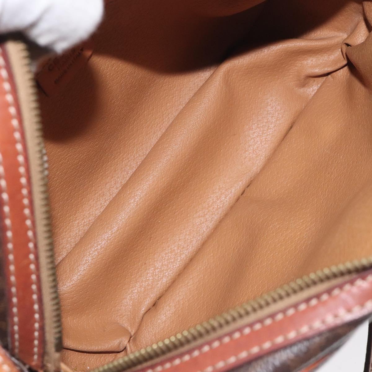 CELINE Macadam Canvas Shoulder Bag PVC Leather Brown Gold Auth 128661