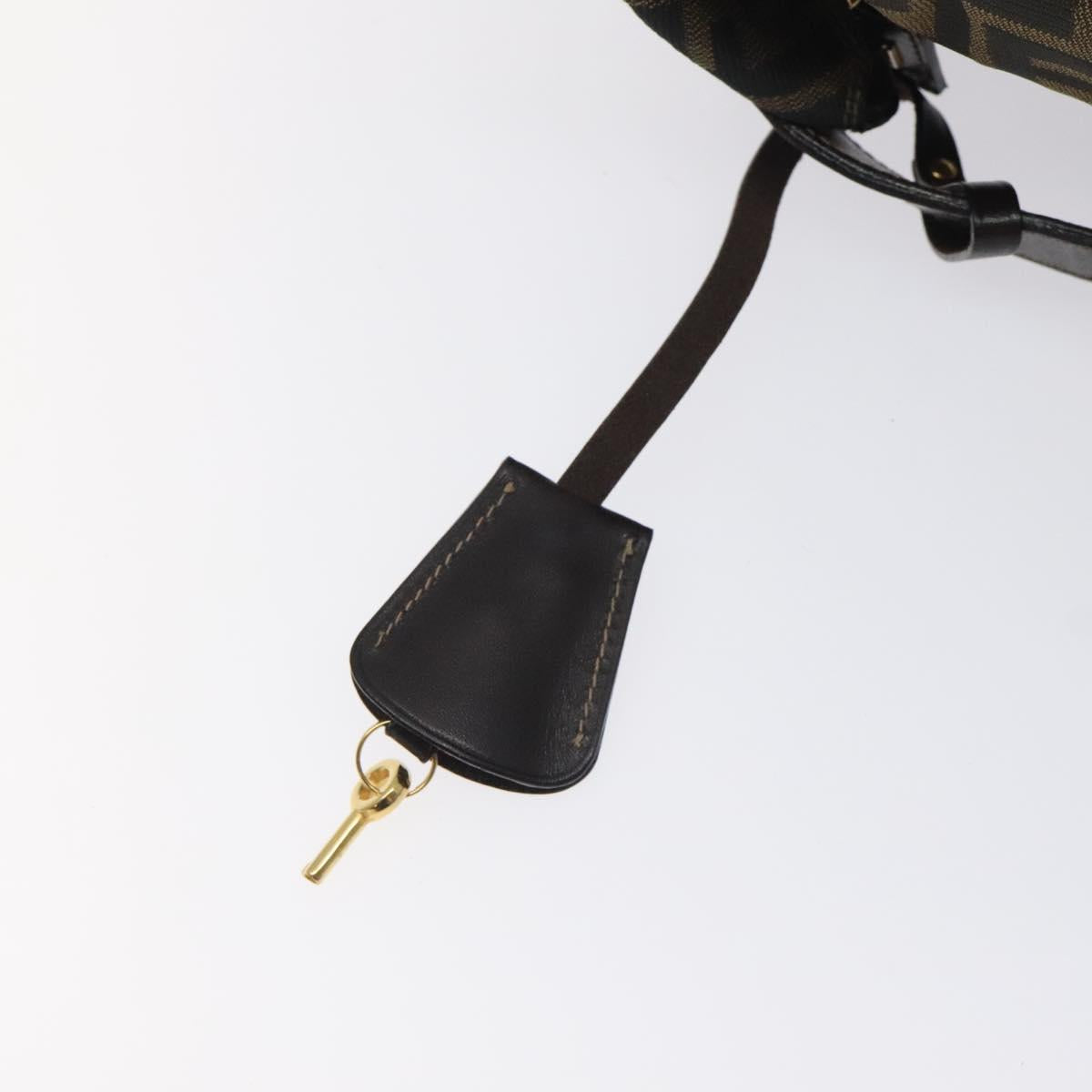 FENDI Zucca Canvas Hand Bag Black Brown Auth 128663