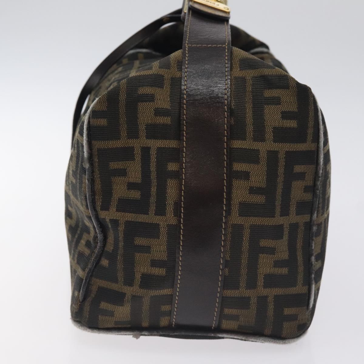 FENDI Zucca Canvas Hand Bag Black Brown Auth 128663