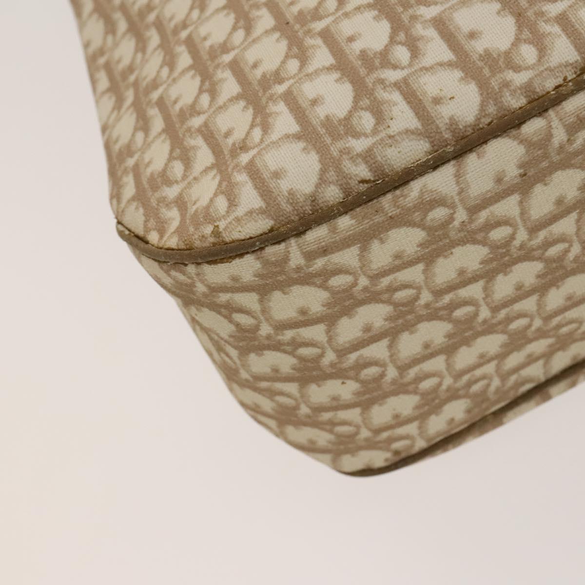 Christian Dior Trotter Canvas Romantic Tote Bag PVC Beige Silver Auth 128666