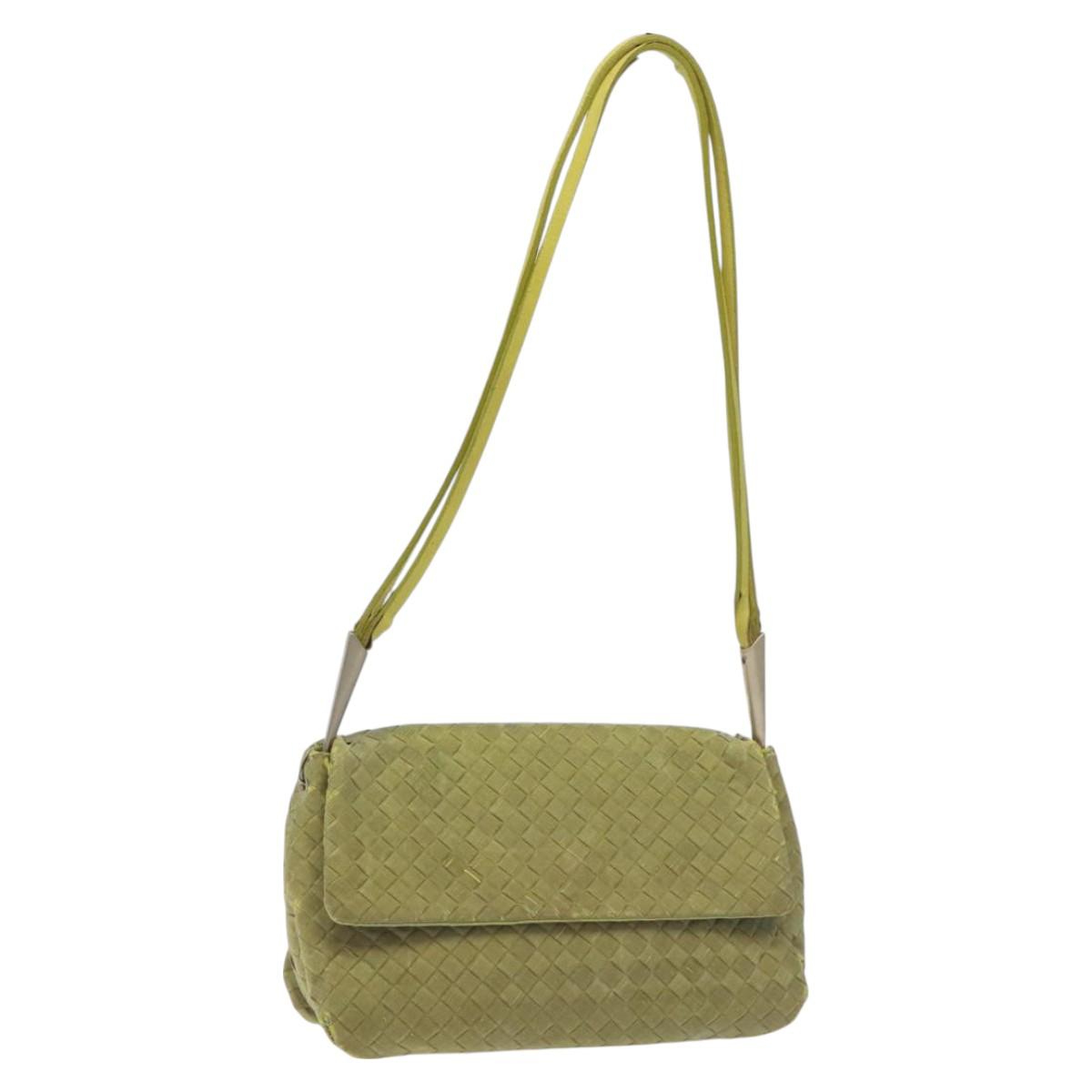 BOTTEGA VENETA INTRECCIATO Shoulder Bag Nylon Green Auth 128679