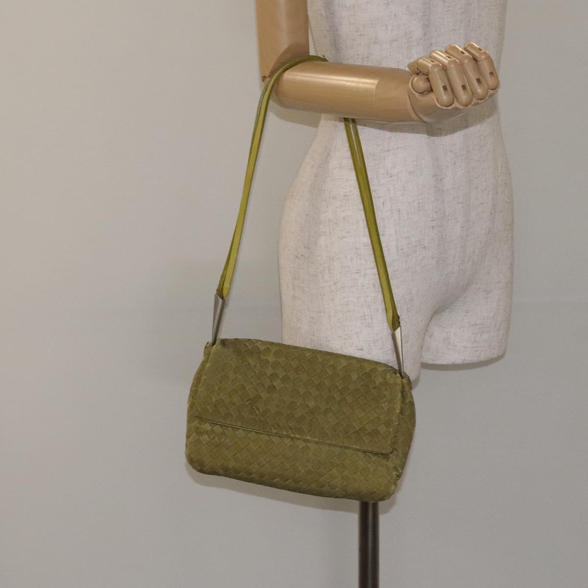 BOTTEGA VENETA INTRECCIATO Shoulder Bag Nylon Green Auth 128679