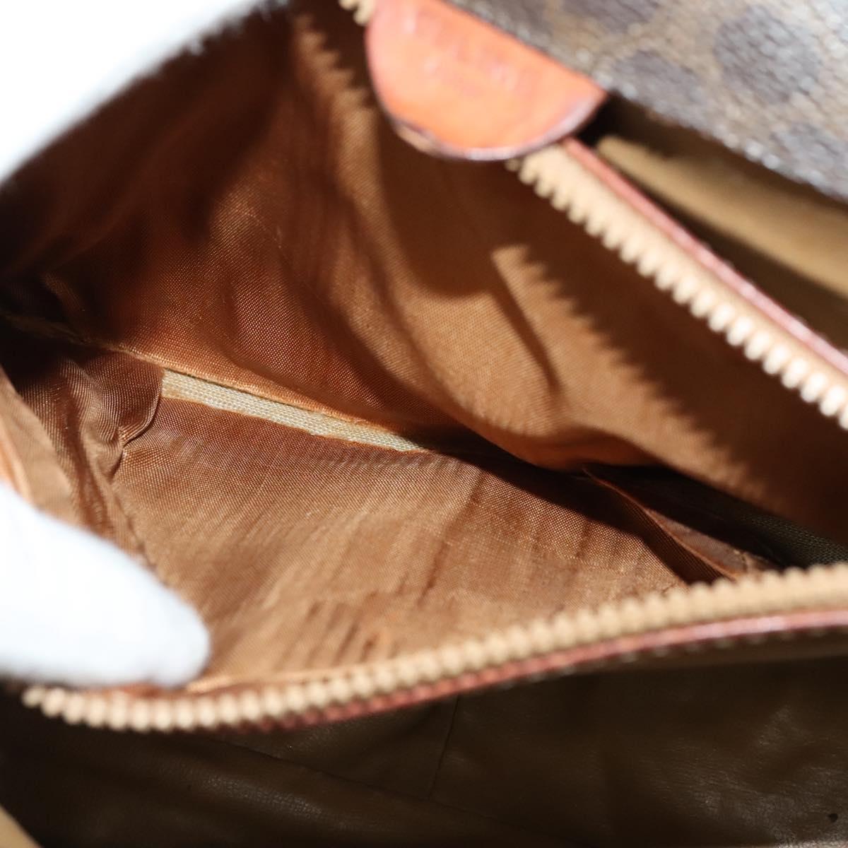 CELINE Macadam Canvas Shoulder Bag PVC Brown Gold Auth 128715