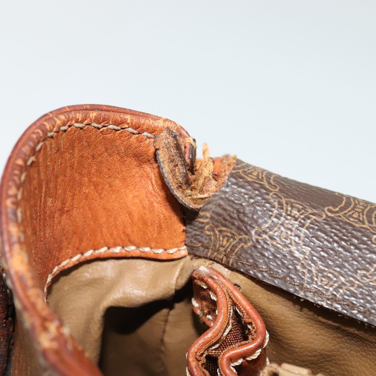 CELINE Macadam Canvas Shoulder Bag PVC Brown Gold Auth 128715