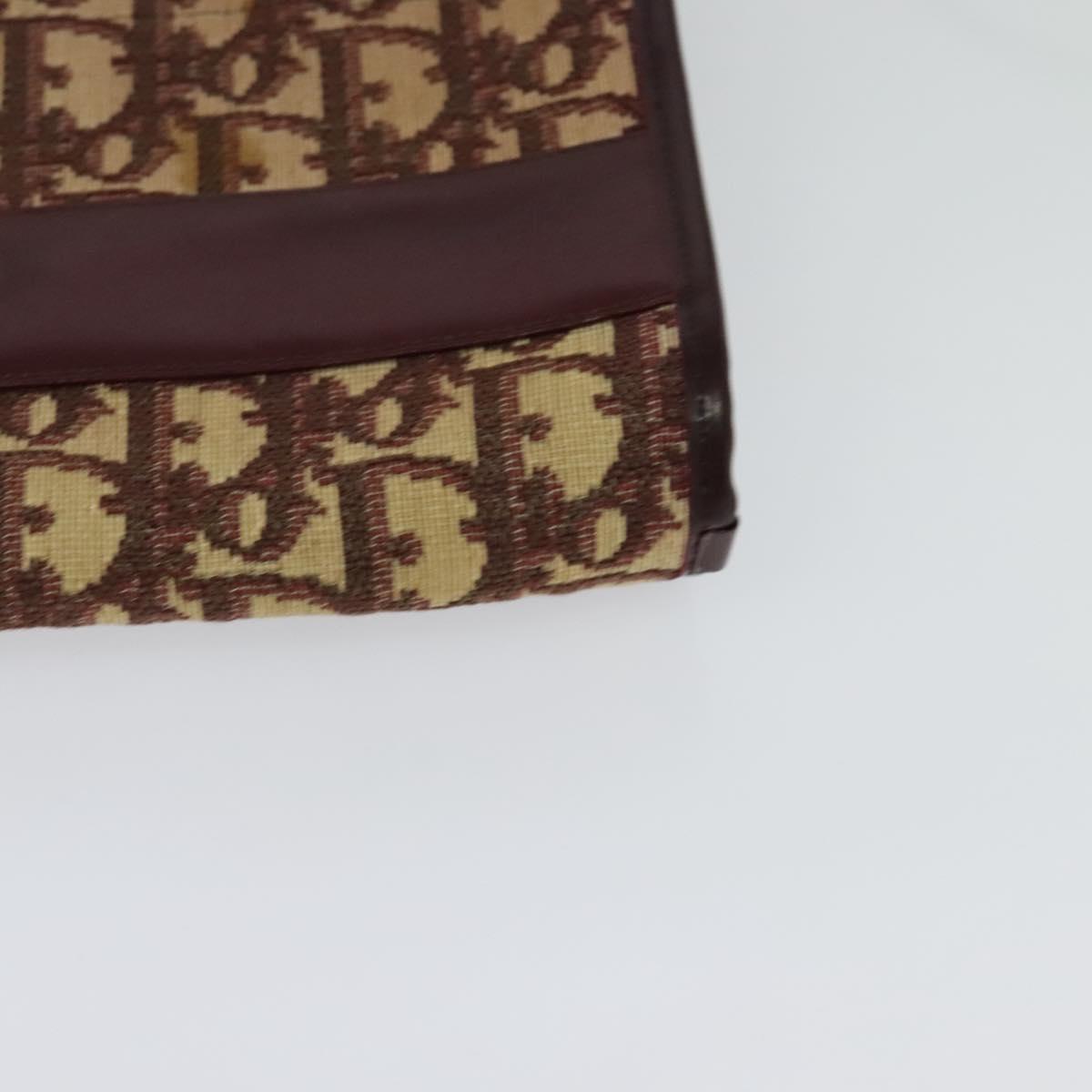 Christian Dior Trotter Canvas Shoulder Bag Red Gold Auth 128717