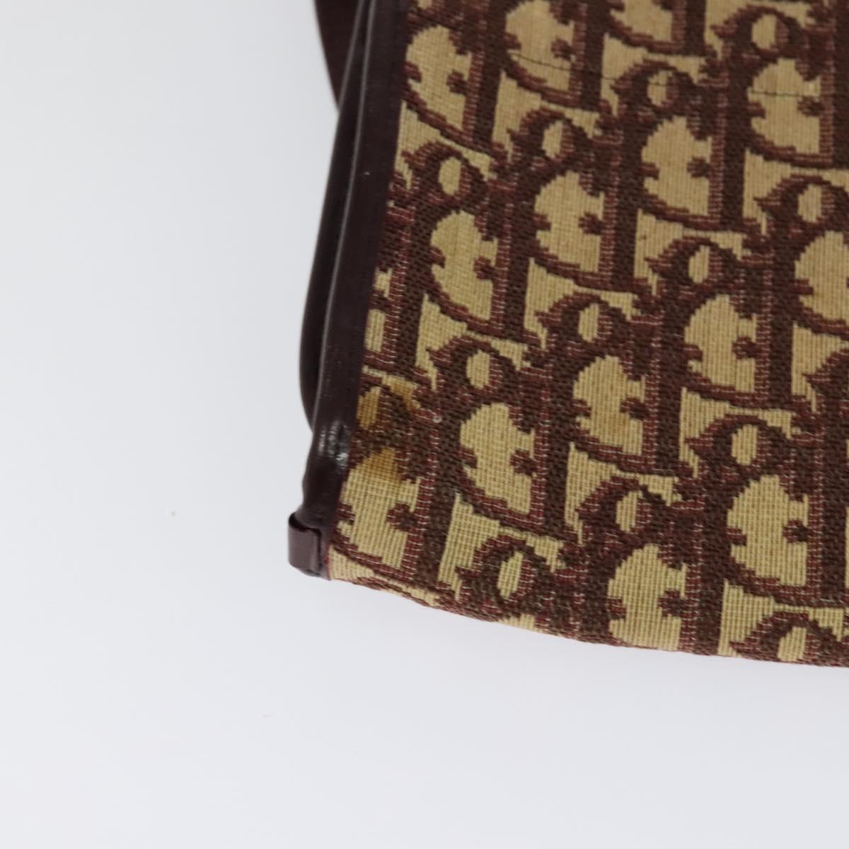 Christian Dior Trotter Canvas Shoulder Bag Red Gold Auth 128717